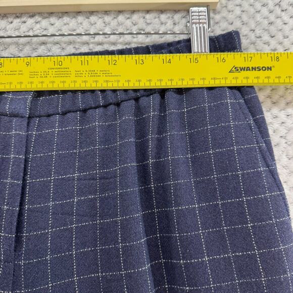 Eileen Fisher Pants Womens M Blue Checked Tussah Silk Straight Tapered Pocket - Picture 9 of 14